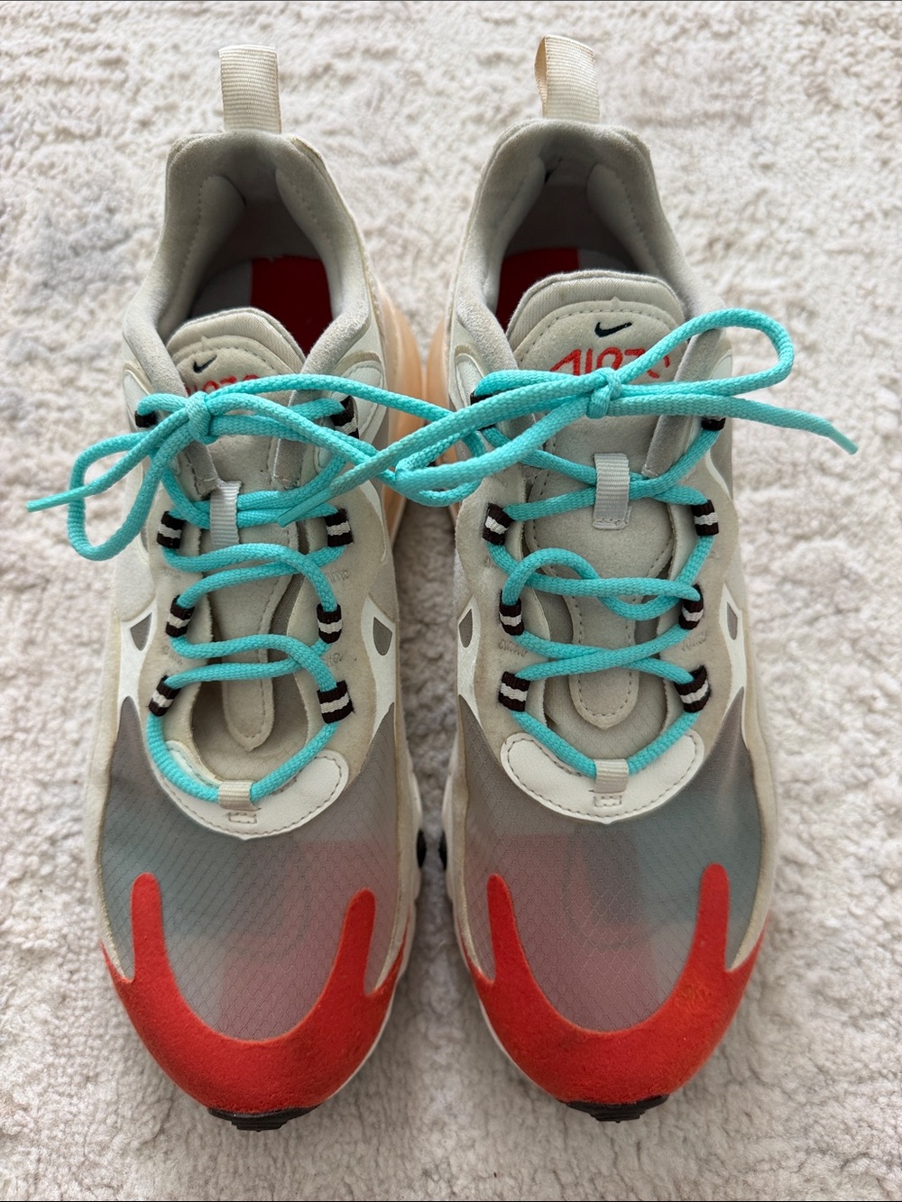 Nike Air Max 270 React Women’s Sneakers in Red and Teal Accent